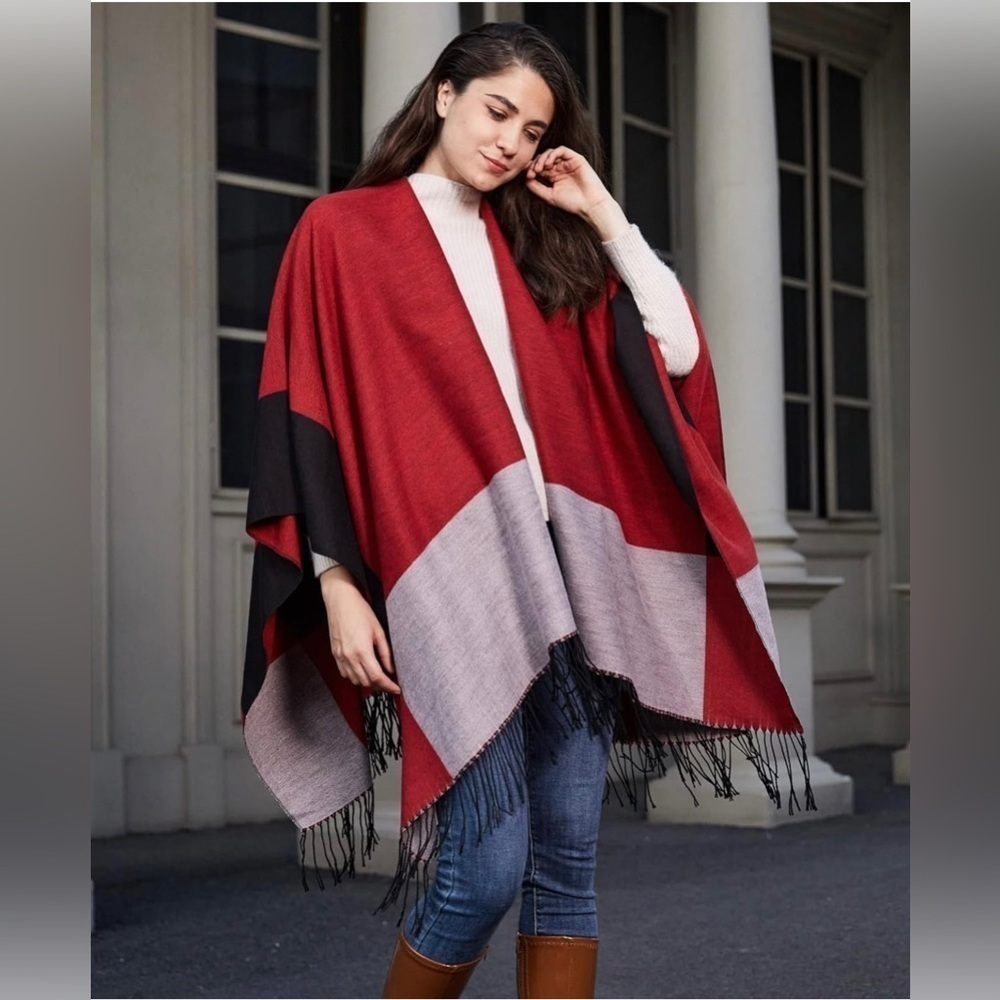 MissShorthair Women's Printed Shawl Wrap Open Front Poncho Cape